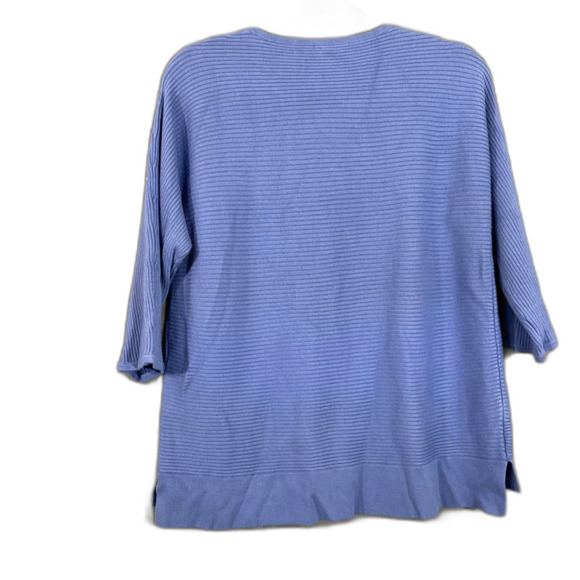 Chico’s Ribbed Boxy Knit Blouse Top women’s Size Large blue pull over 3/4 sleeve - Picture 4 of 13